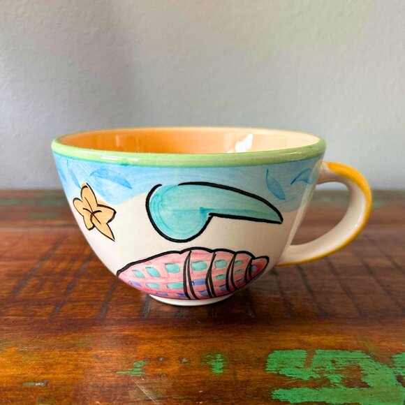 Salute' Ceramics Cup & Saucer | Coastal Beach Design | Ocean and Shell Motif - Picture 4 of 10